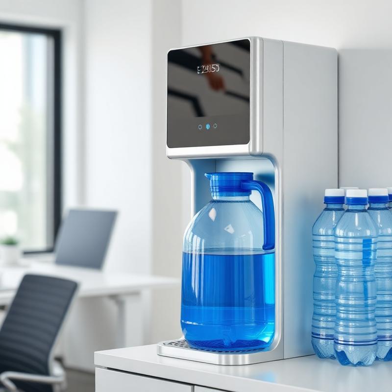 Dispensador de agua purificada en una oficina moderna